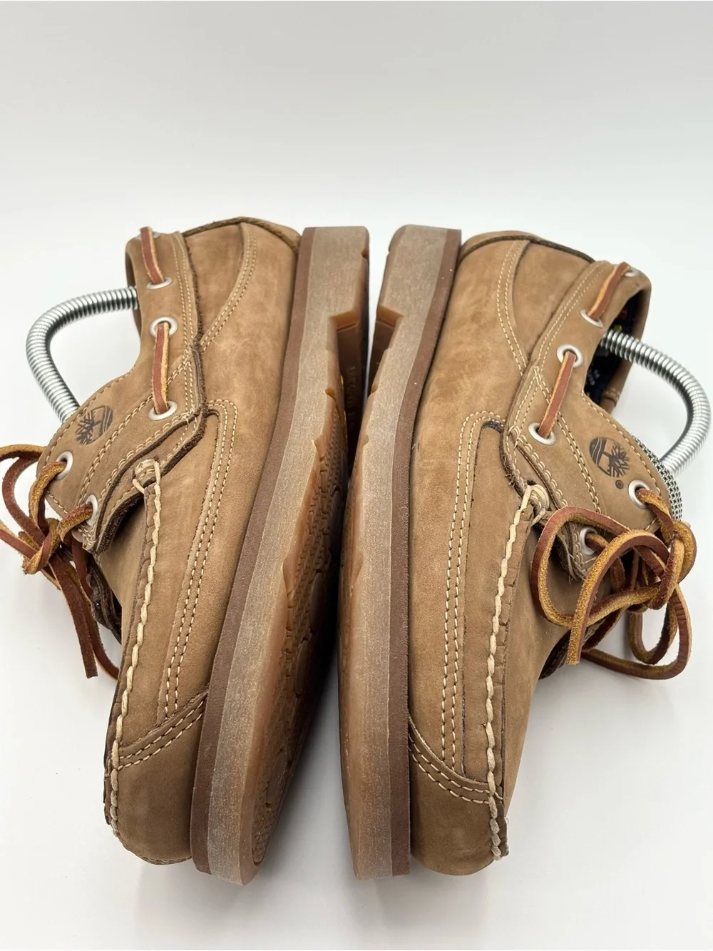 Timberland Men’s Tan Leather Upper Moc Toe Boat Shoes Size 8.5M